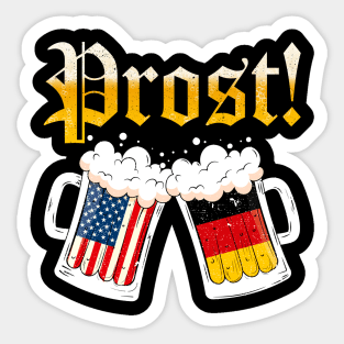 Prost German American Flag Oktoberfest Men Beer Gift For Men Women Sticker
